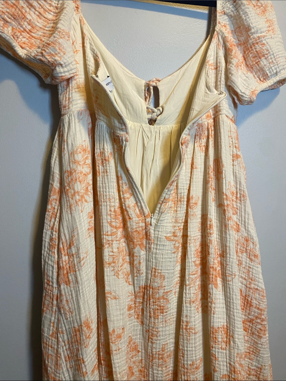 Worth Collective Haven 100% Cotton Tie Front Maxi Dress in Sherbet Medium Gauze - Picture 14 of 16